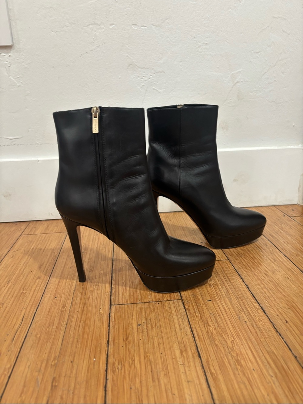 Jimmy Choo Black Leather Platform Ankle Boots